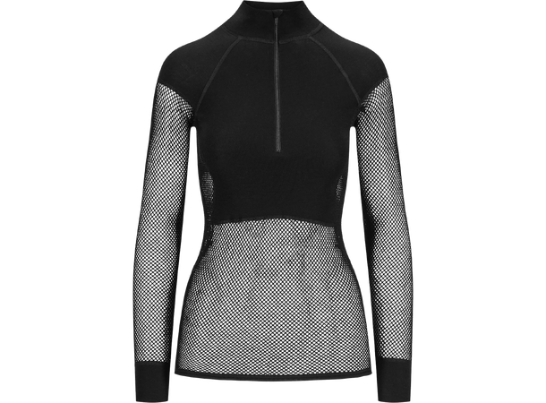 Wool Thermo Zip Polo W's Black M 