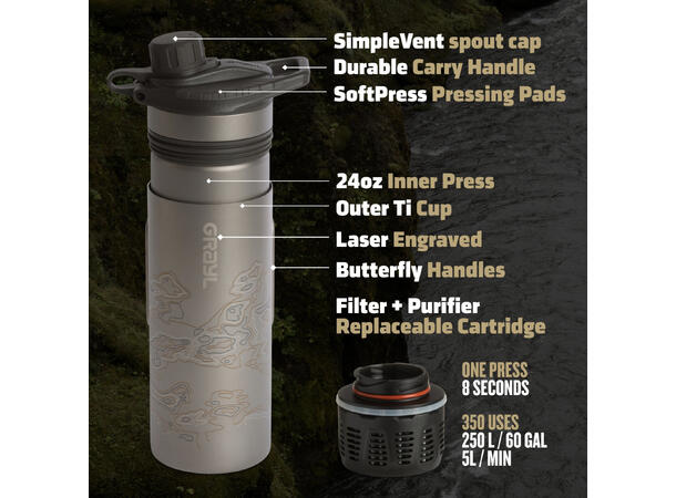 GeoPress® Ti Filr& P Bottle Plus Cook L 710ml Covert Black 