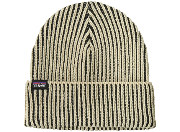 Fishermans Rolled Beanie Contrast Stripe: Black 