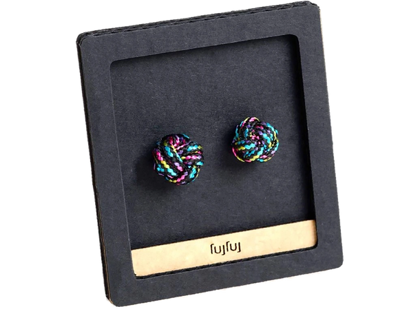 Fuj Fuj Knot Earrings Black Rainbow 