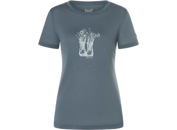 W Flower Boots Tee Turbulence Blue/Feather Grey L 