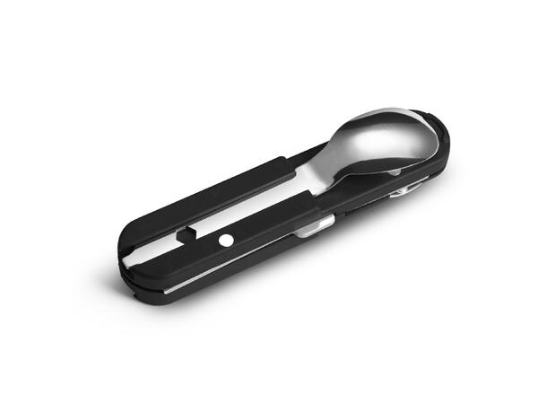 BIVOUAC KNIFE BLACK HANDLE WITH ACCESSORIES AND POUCH 