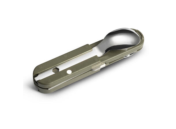 BIVOUAC KNIFE GREEN HANDLE WITH ACCESSORIES AND POUCH 