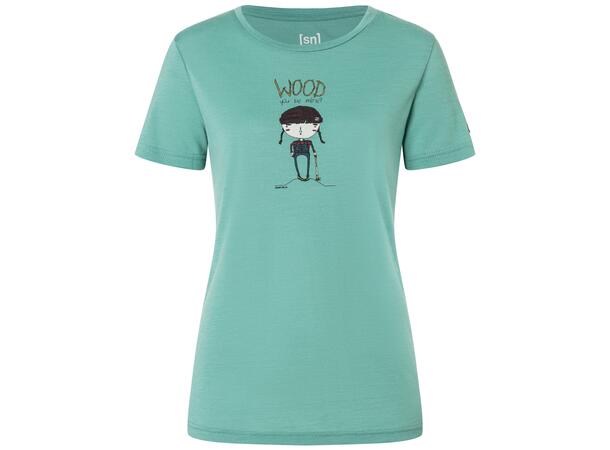W Wood Craftine Tee Lagoon Green/Various M 